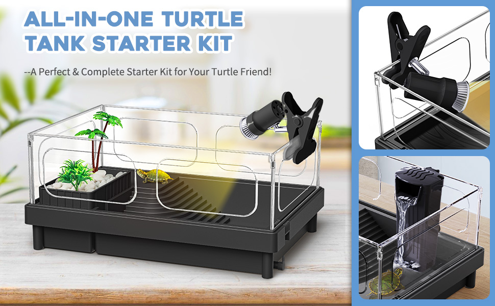 MoonOrange Small Turtle Tank Kit, Acrylic Turtle Tank