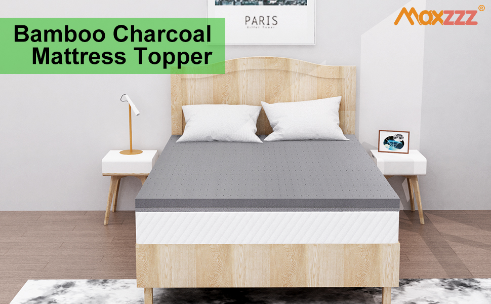 Maxzzz 3 Inch Memory Foam Mattress Topper King Size, Firm