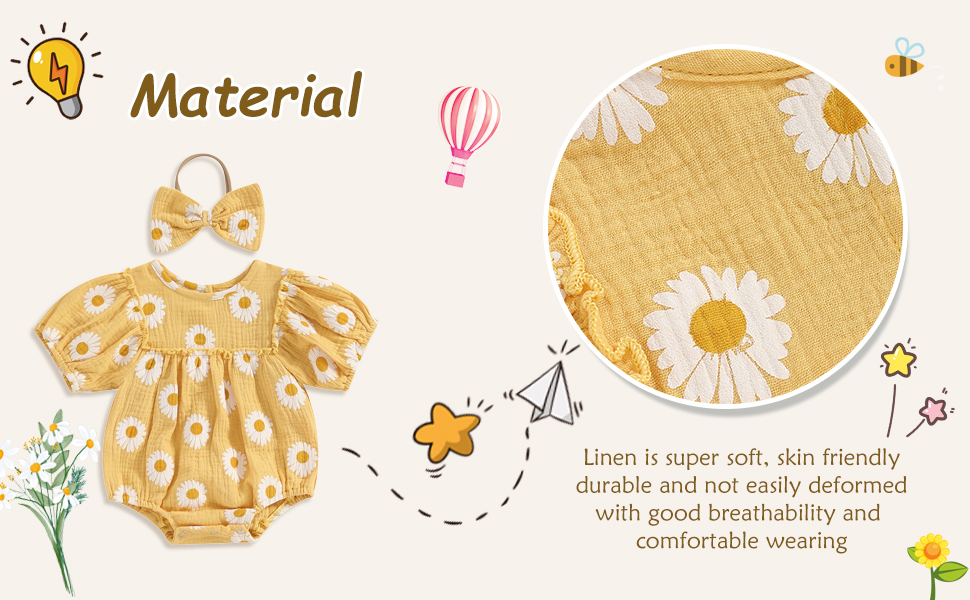 Newborn Baby Girl Clothes Summer Daisy Bubble Romper Cute Infant Outfits Toddler Floral