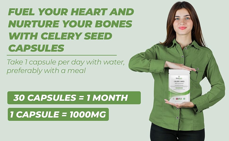 Bodygenix Celery Seed Extract 1000mg Veg Capsules Bodygenix UK Made Natural Supplement (30) 1