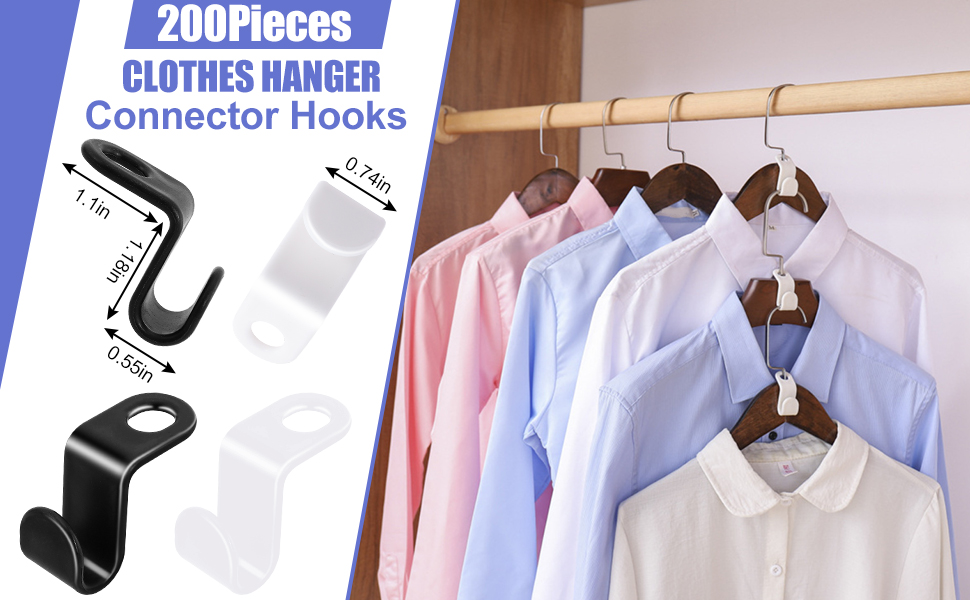 Blcculi Clothes Hanger Connector Hooks,200 Pcs Space Saving