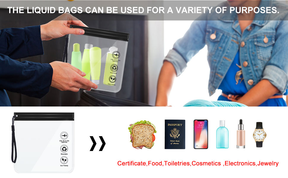 Airport Security Liquids Bags, 2pcs Travel Toiletry Bags, Clear Airport