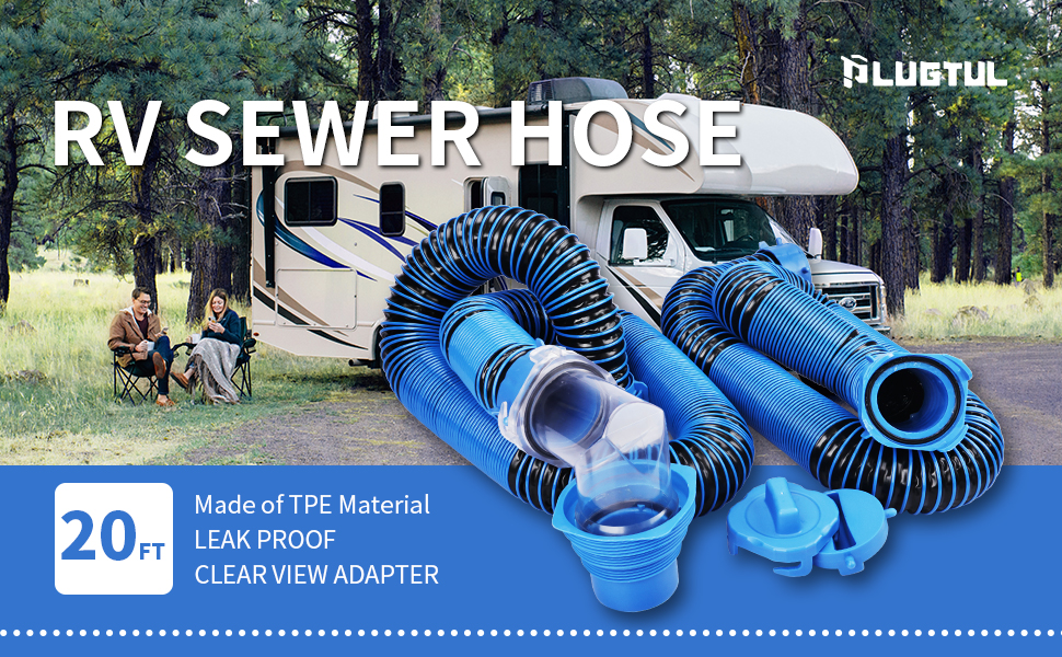 PLUGTUL 20 Ft RV Sewer Hose Extension Kit, Sewer Hose for