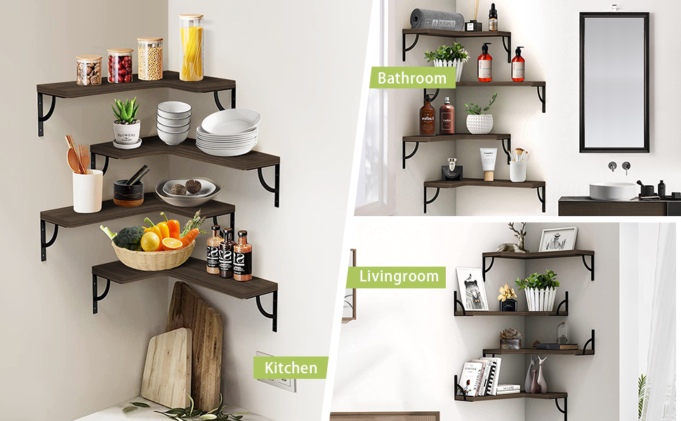 PNUOCDX Corner Floating Shelves Set of 4,Wall Mount Corner