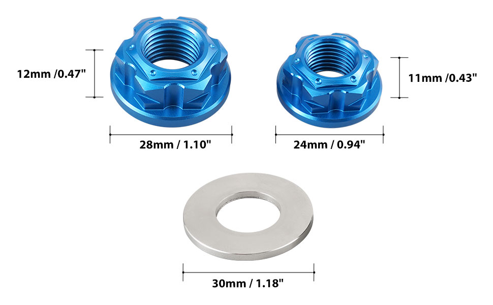 NICECNC Blue Front Rear Axle Nut Compatible with Yamaha