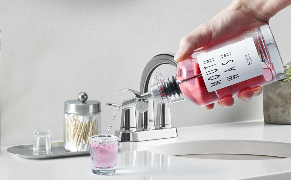 Altfun Glass Mouthwash Dispenser for Bathroom with Cups