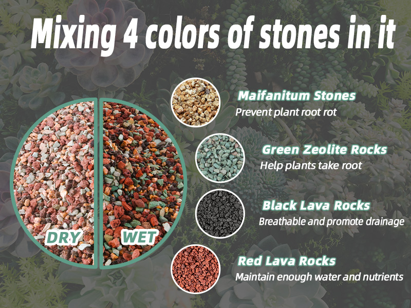 7LB Mix Lava Rocks for Plants, Volcanic Rock Horticultural