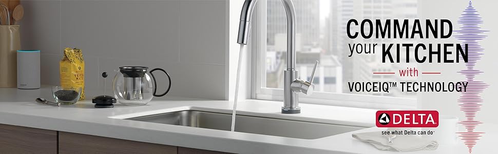 voiceiq kitchen sink faucet kitchen faucet alexa voice activated google voice pull down sprayer