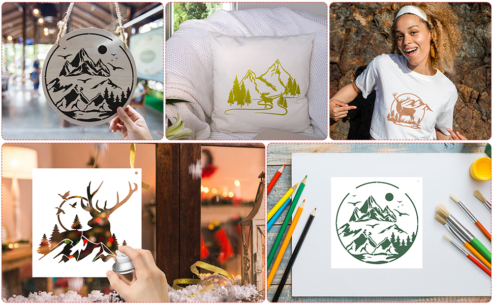 Keluna Forest Wood Burning Stencils 12 Pcs Mountain