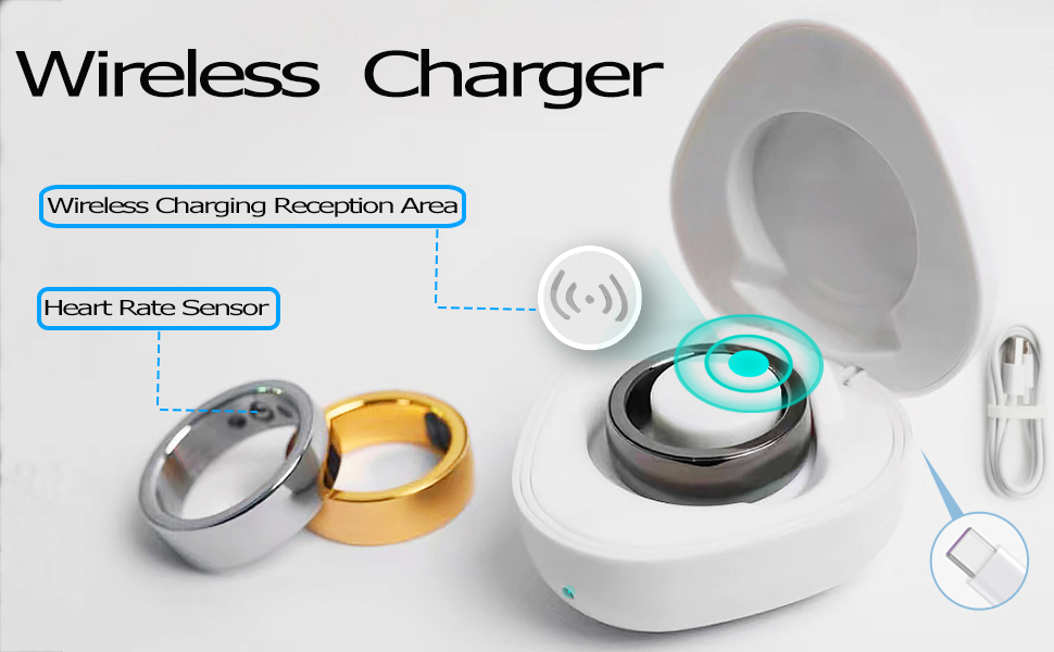 Smart ring with wireless charging case