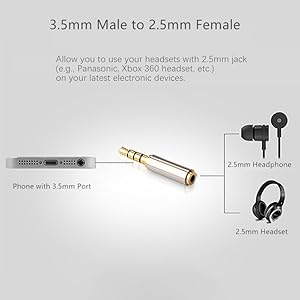 3.5mm male to 2.5mm female adapter
