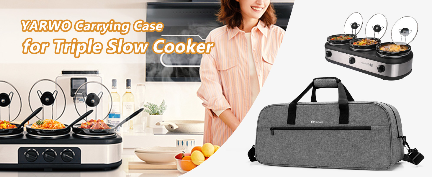 Yarwo Double Slow Cooker Carrying Case, Portable Slow
