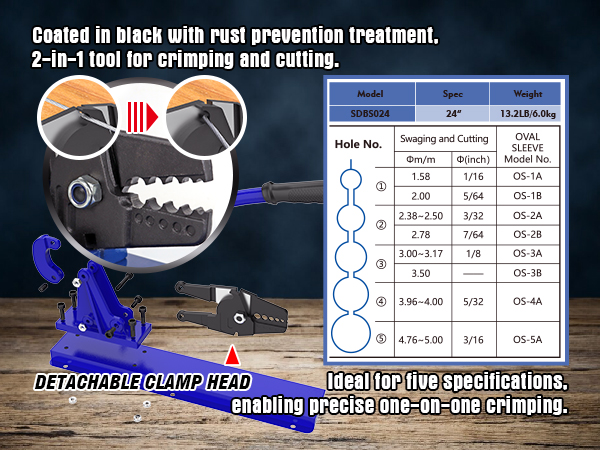 ▲ペグ Shaper 3 Hole 1/2～4/4 SPENDINS 24 Inch Bench Swaging Cutting Tool, Wire Rope