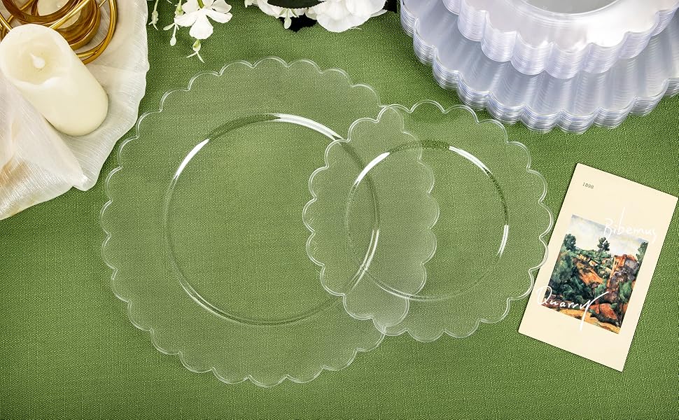 supernal 100pcs Clear Plastic Plates,Disposable Plastic