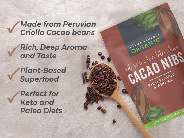 Amazon.com : Viva Naturals Organic Cacao Nibs, Unsweetened