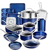 Conjunto de panelas e frigideiras Granitestone antiaderentes, conjunto de panelas de 20 peças e conjunto de utensílios de cozinha, cozinha completa...