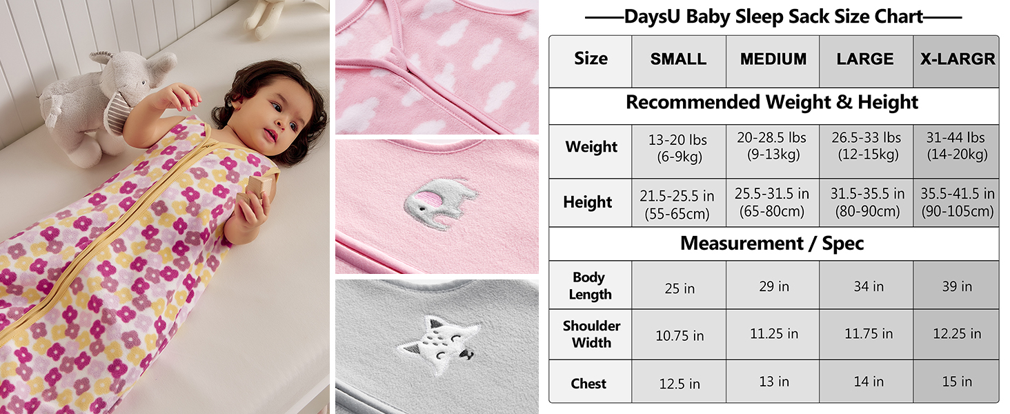 DaysU Micro Fleece Baby Sleep Sack, Baby Sleeping Bag