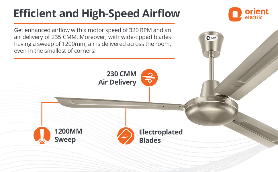 Buy Orient Electric 1200mm Quasar Electroplated Decorative Ceiling Fan