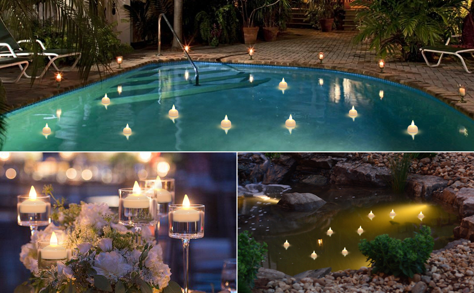 SHYMERY Waterproof Flameless Floating LED Candles,24 Pack Floating