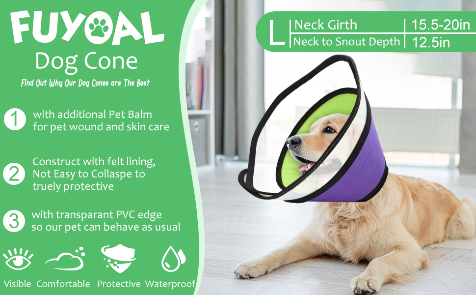 Dog Cones for Large Dogs,W/Pet Wound Care Balm Promote The