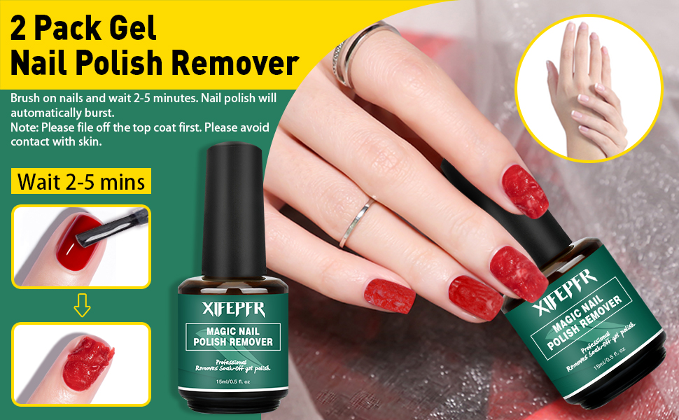 XIFEPFR Gel Nail Polish Remover Kit, 2 Pack Gel Polish
