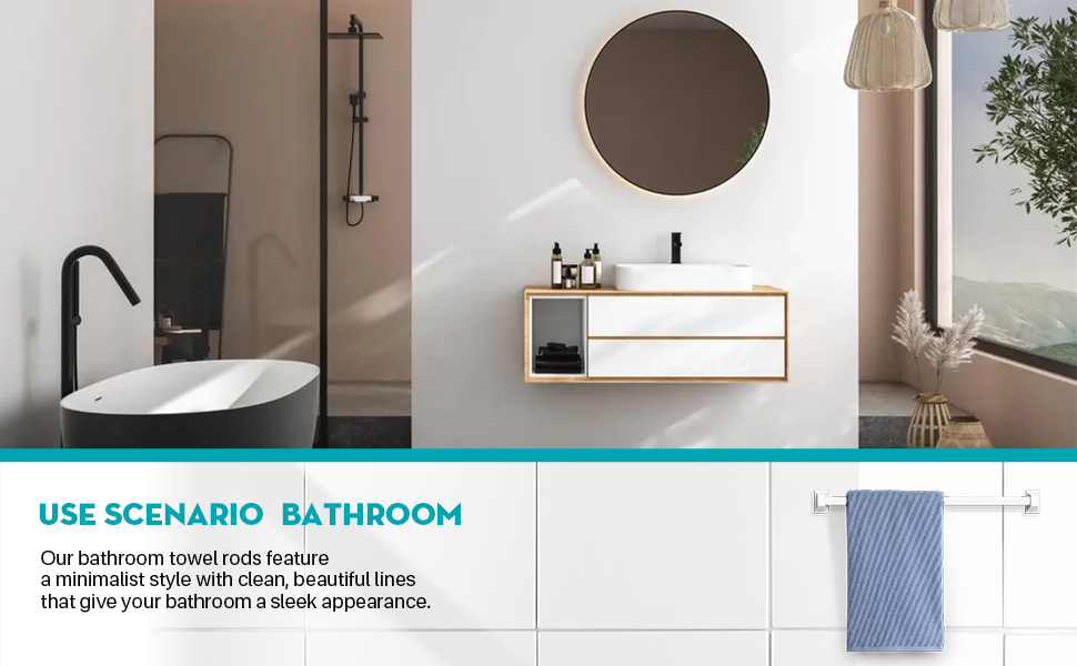 24Inchs Towel Bar Spring End Wall Mount Adjustable