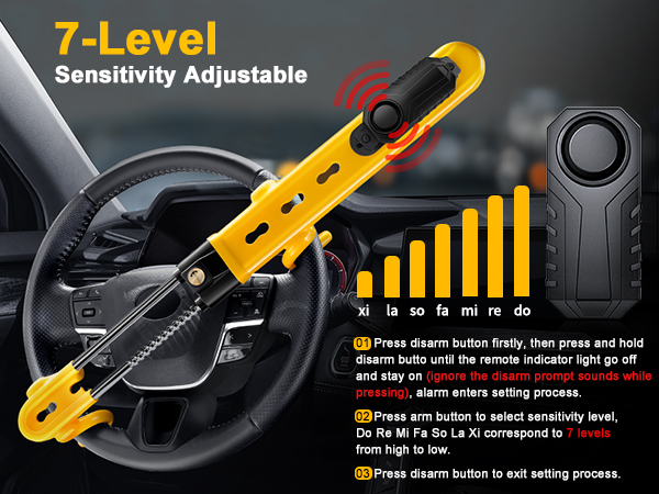 Amazon.com: Steering Wheel Lock with 113dB Alarm, ELECTOP