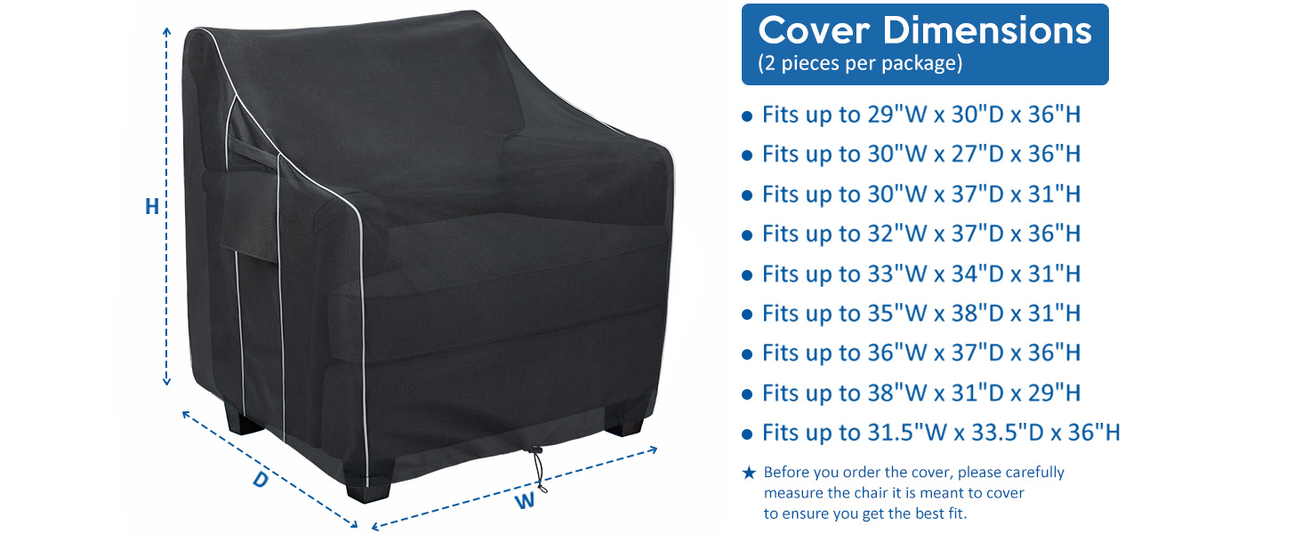 FORSPARK Patio Chair Covers Waterproof, Heavy Duty Outdoor Furniture Chair Covers