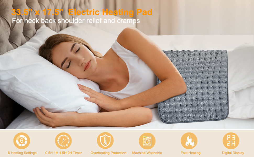 Heating Pad, Electric Heating Pad for Dry & Moist Heat, Extra Large