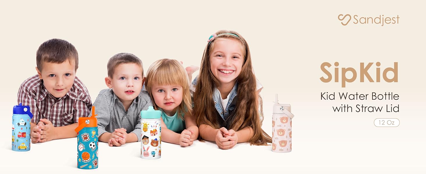 SANDJEST Kid Water Bottle 12oz
