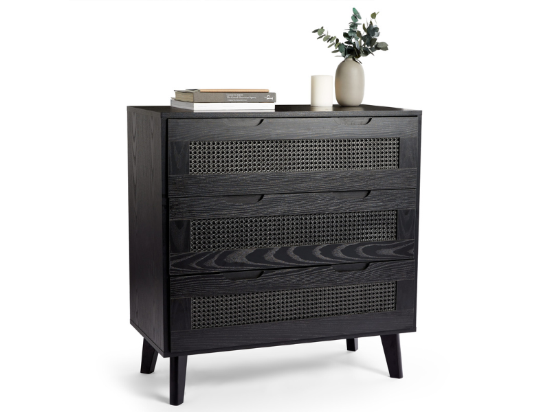 Spinningfield Rattan Chest of Drawers Black Dresser Bedroom Drawers