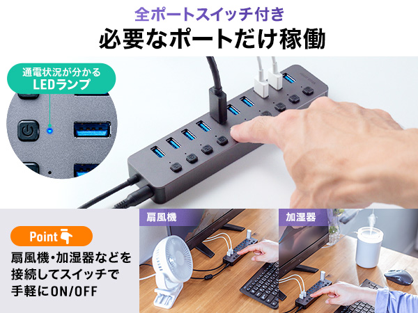 新品　USBハブ　10ポート　1充電ポート Amazon | サンワダイレクト USBハブ 10ポート セルフパワー USB