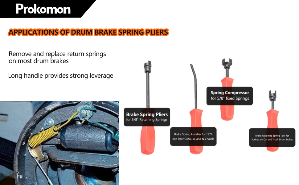 Prokomon Universal Brake Drum Tool Kit; Drum Brake Tools Kit; 8 Pieces