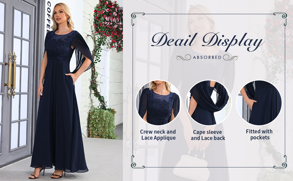 SeeBree Chiffon Wedding Guest Dresses for Women Lace