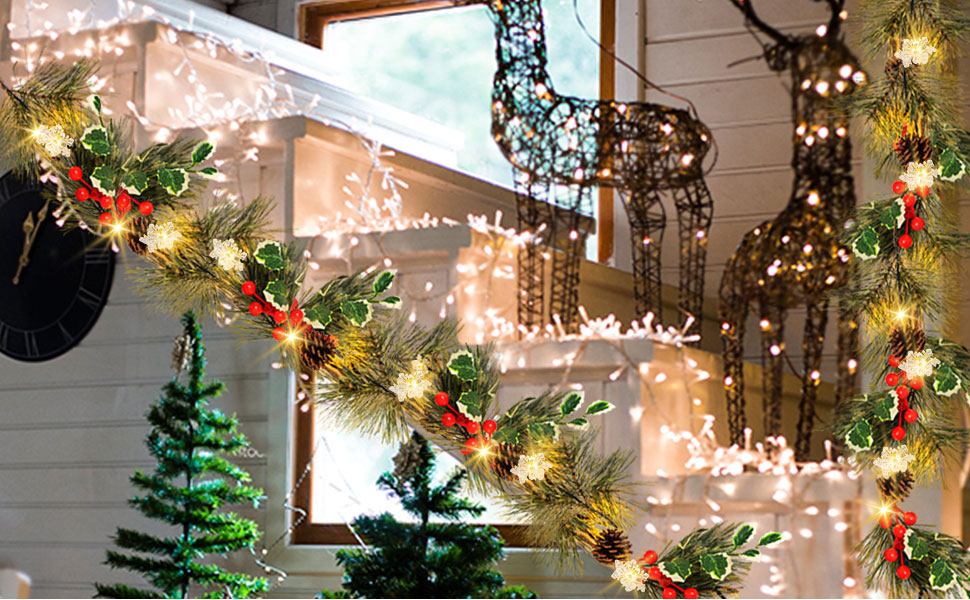 6FT Lighted Christmas Garland Prelit with 20 LED Lights