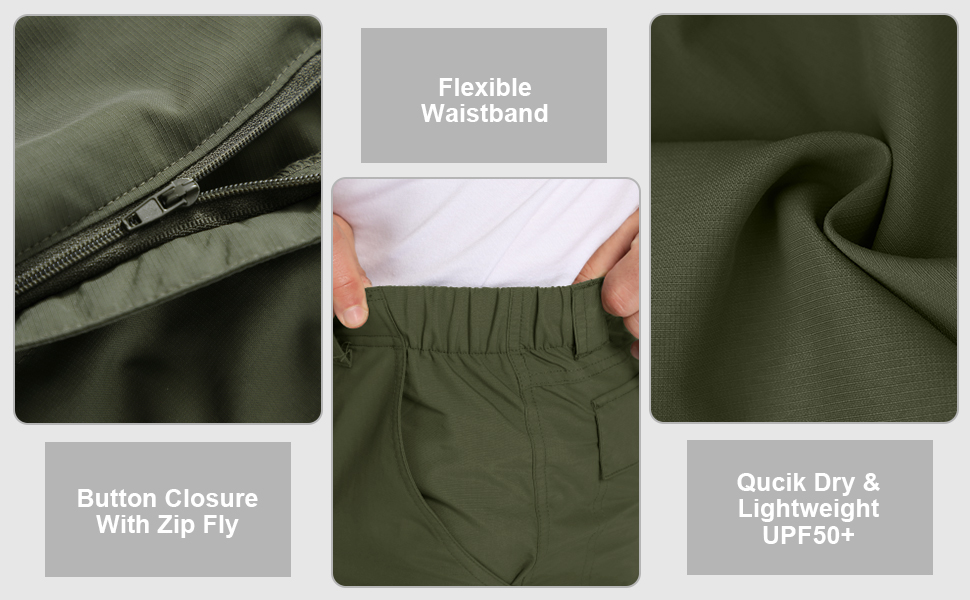 Men's Outdoor Water-Resistant Lightweight Quick Dry Hiking Cargo Shorts with Multi Pockets 