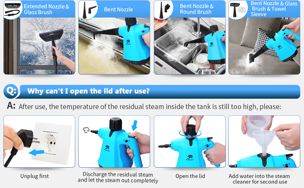 MLMLANT Handheld Steam Cleaners, Electric Steamer Cleaning Brush, 9 in