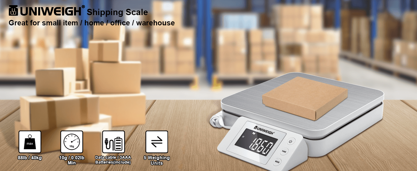 UNIWEIGH Digital Postal Scales,Parcel Postage Scale 88lb/0.1oz,Shipping