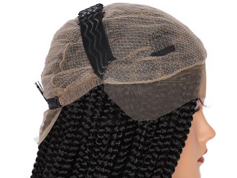 36" Knuteløs Flettet Parykk Blonde Front Box Braids Blonde Frontal Parykk for Kvinner Ekte Hår Blandet Svart Hånd Hel Dobbel Blonde Flettet Parykk med Babyhår_voghion.com