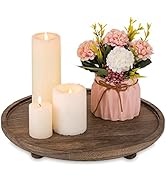 Hanobe Wood Risers for Decor: Rustic Round Wooden Pedestal Stand Tray for Display Farmhouse Table...