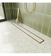 Neodrain 24-Inch Gold Linear Shower Drain with Tile Insert Cover, Golden 304 Stainless Steel Rect...