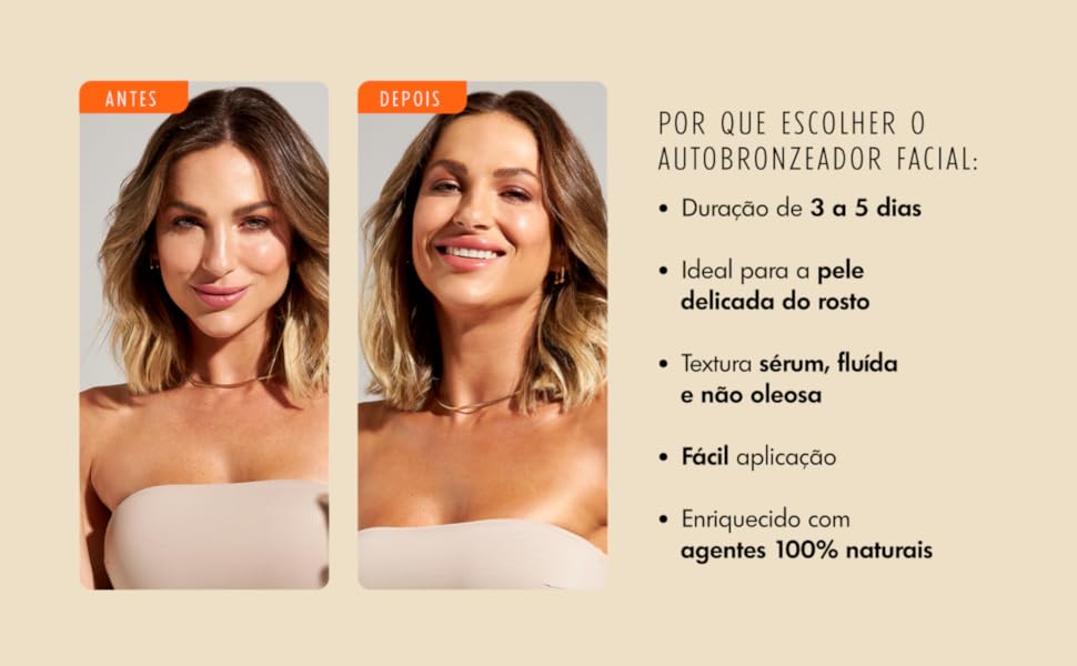 Duração de 3 a 5 dias. Ideal para a pele delicada do rosto. 