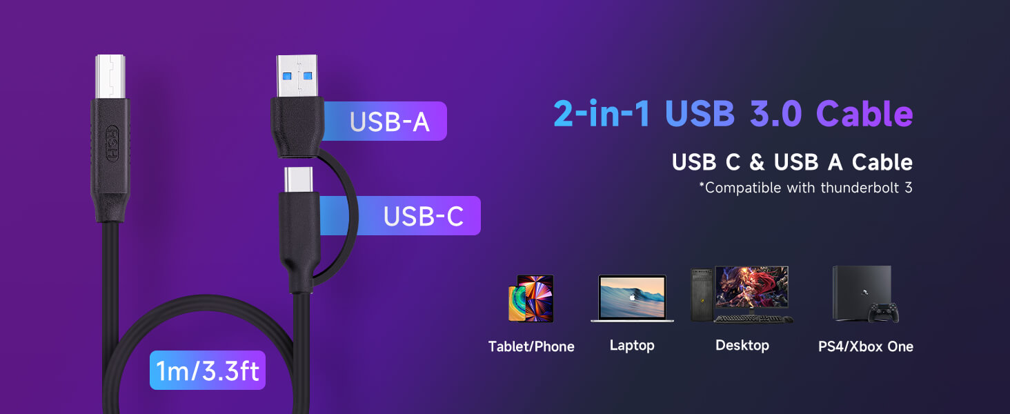 RGB Powered USB 3.0/USB C Hub RSHTECH 7Port USB 3.0 Data Hub Splitter with 14 RGB Lighting