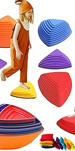 10 plastic balance stepping stones plus 10 colorful bean bags