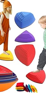 10 plastic balance stepping stones plus 10 colorful bean bags