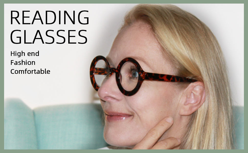 LUR Round Reading Glasses for Women 4 Pack Ladies Readers