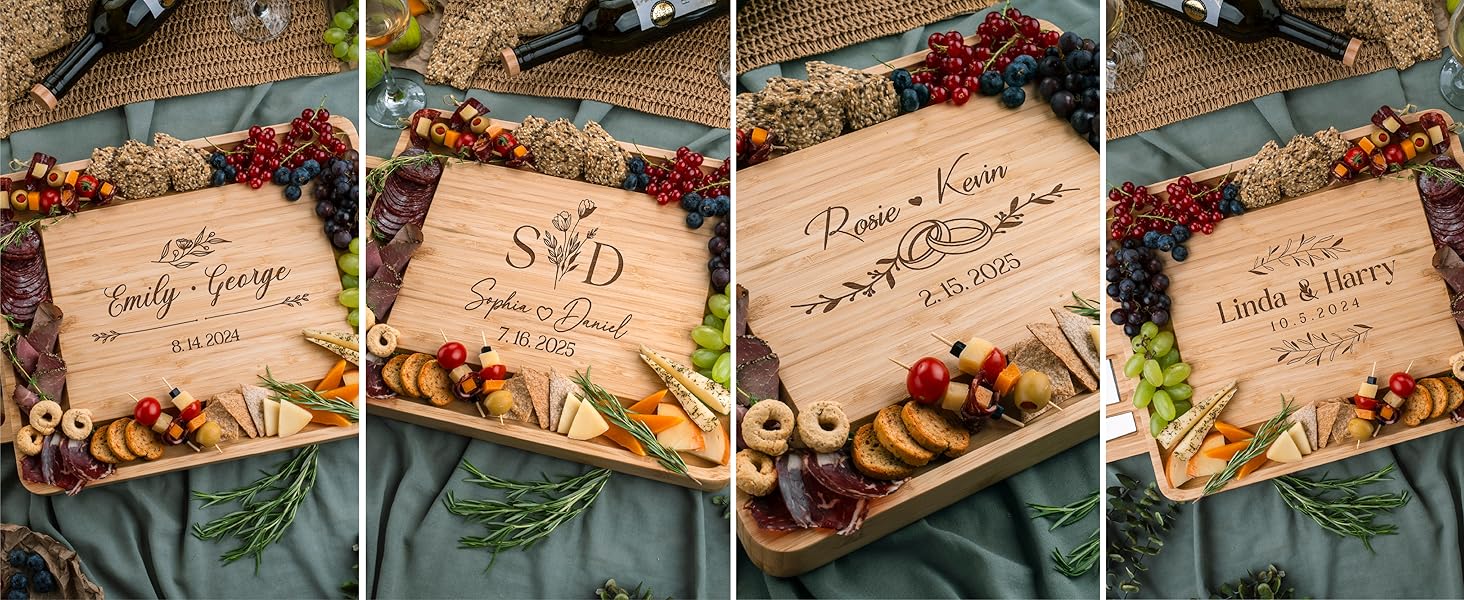 Personalized Bamboo Charcuterie Board Set with Cheese Knives