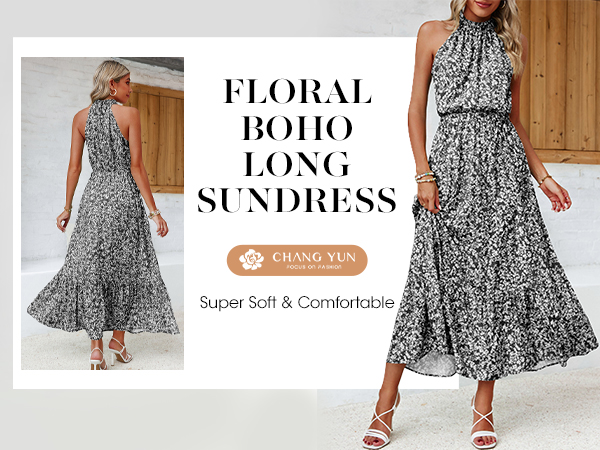 Chang Yun Maxi Summer Dresses for Women Halter Sleeveless