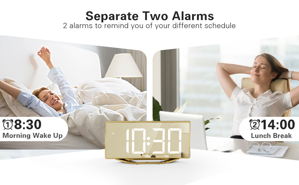 Alarm Clocks for Bedrooms, 8.7" LED Digital Clock Large Display Dual