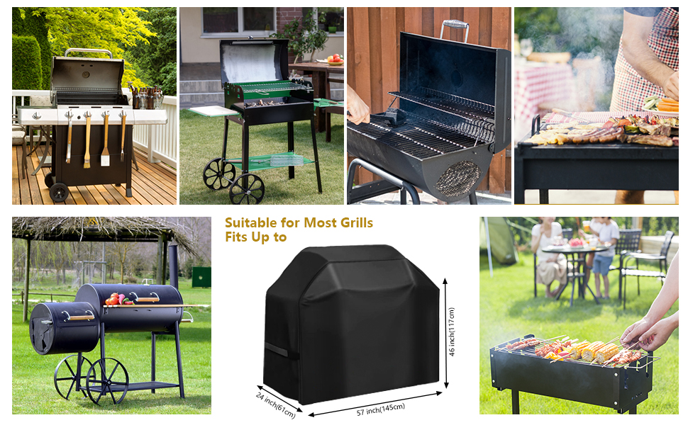 BBQ Cover 145x61x117 cm, Gas Barbecue Covers Waterproof Heavy Duty 420D